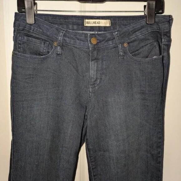 Bullhead Black Dark Navy Rinse Wash Super Skinny Straight Leg Low Rise Jean Pant - Picture 3 of 3